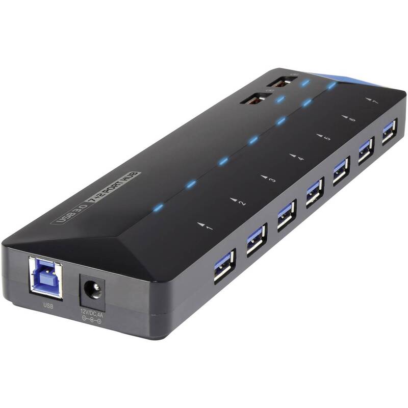 Renkforce USB-Hub 7 Port USB 3.0 5 GBit/s Schnellladeport schwarz extern - 4016138934120