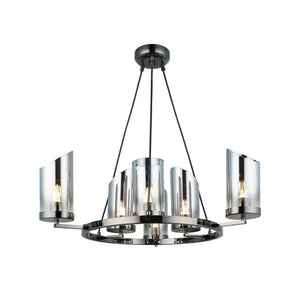 B-Ware Lucea Kronleuchter Hängeleuchte Padrela schwarz chrom 68 cm 6 flammig E27