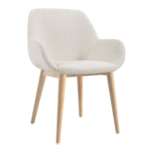 B-Ware Kave Home Esszimmerstuhl Sessel Stuhl Weiß Bouclé Eschenholz SIEHE TEXT/FOTO670