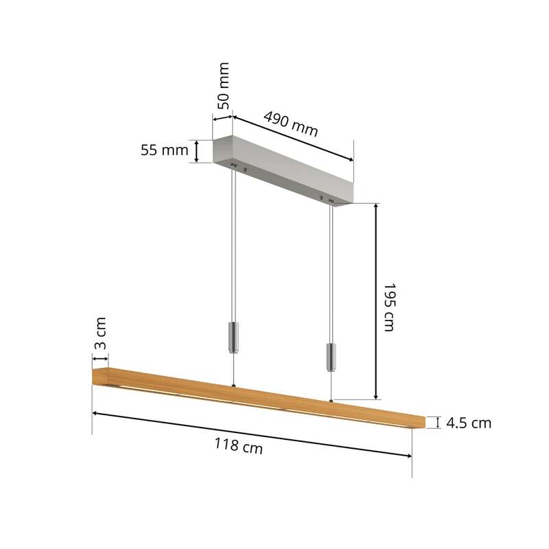 quitani Pendelleuchte Hängeleuchte Nora LED Lampe dimmbar Eiche natur 118cm - 4251096531824