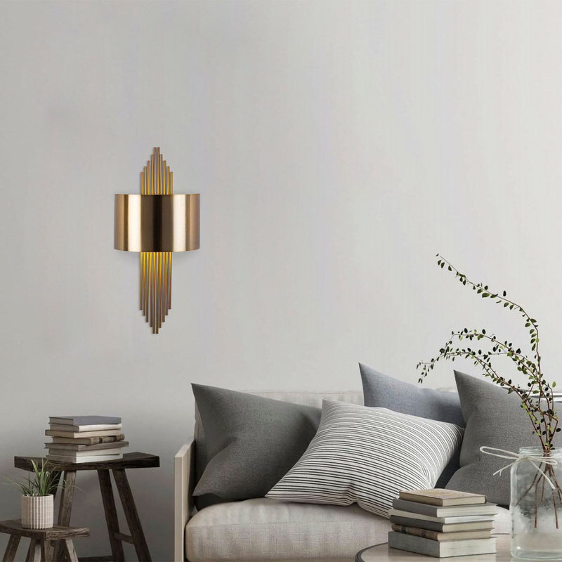 Wandleuchte 619-A gold patiniert dimmbar Wandlampe Metall Höhe 75cm Leuchte - 8681875584608