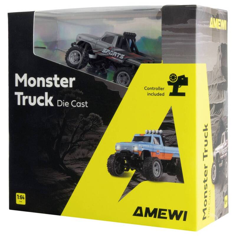 Amewi RC Modellauto Elektro Monstertruck Grau Brushed 1:64 2WD inkl. Akku - 4262500341168
