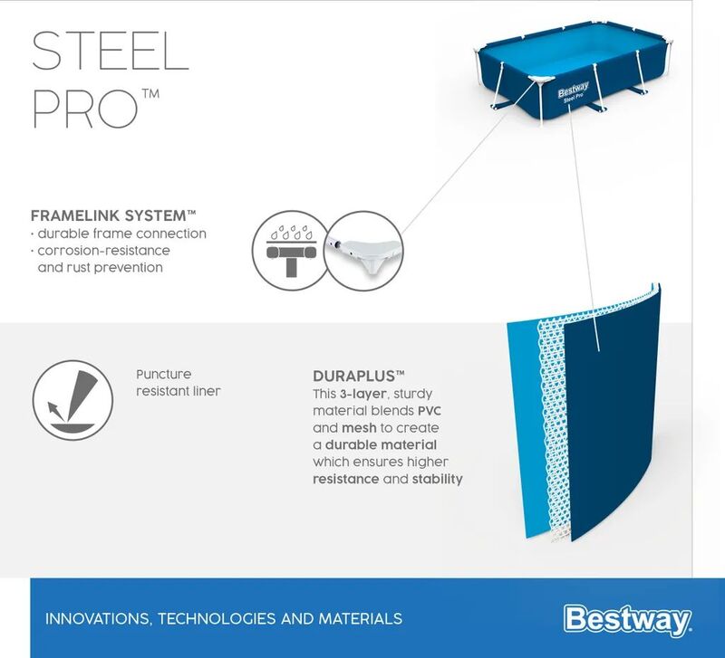 Bestway 9'10" X 6'7" Steel Pro Frame Pool, Blue - 6941607327999