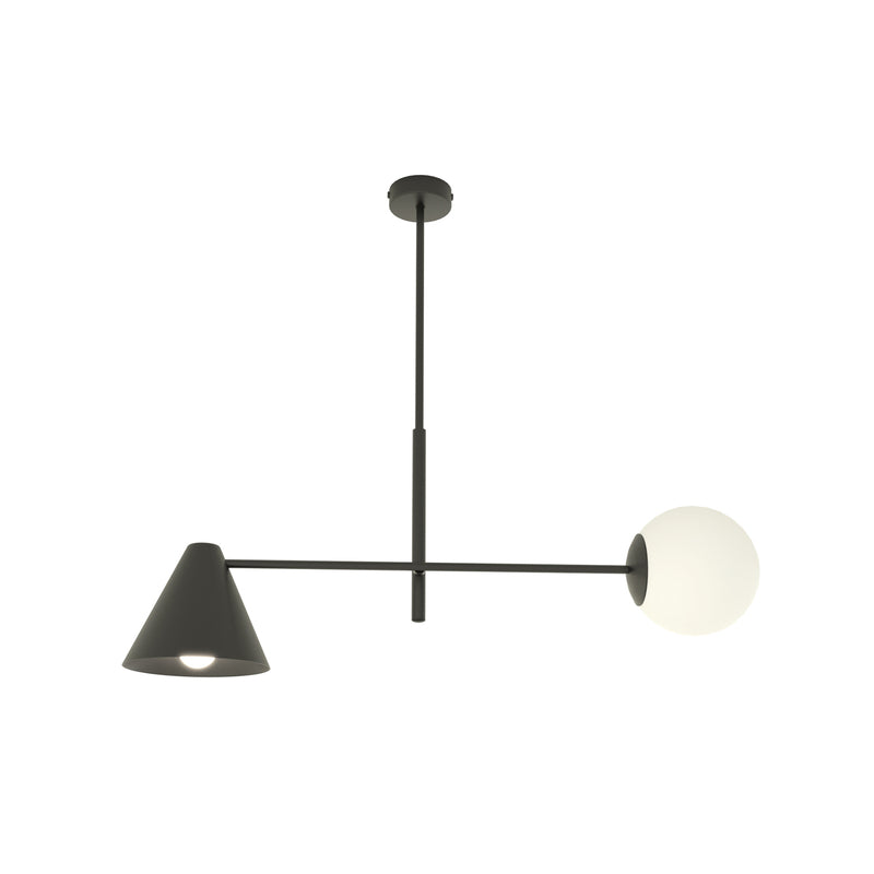Deckenlampe Hermes 2-flammig LED dimmbar schwarz Stahl Glas 70cm Höhe 60cm - 5901738929470