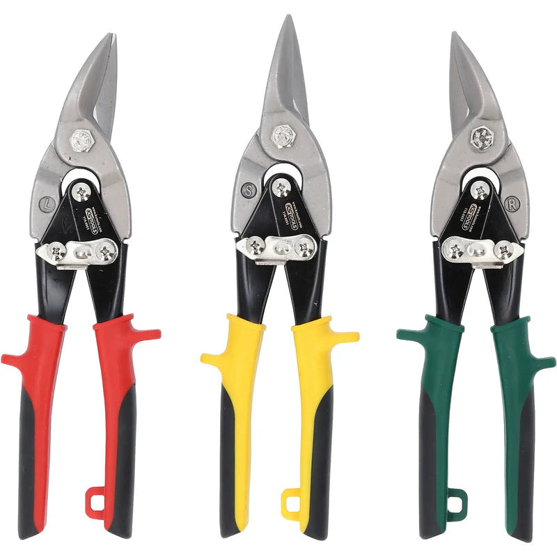 KS Tools Hebel-Blechdurchgangsschere 3-teilig selbstöffnender Griff gezahnte - 4042146077917