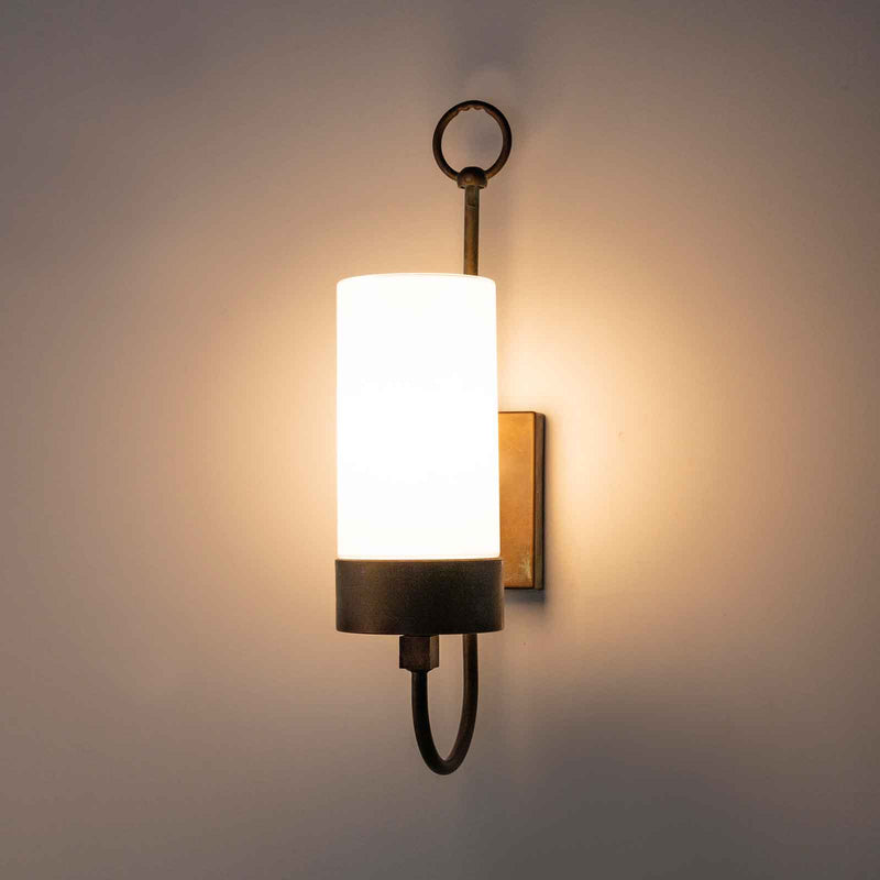 Moretti Luce Außenwandleuchte Silindar 3355 Gartenlampe dimmbar messing opal - 8021035014833