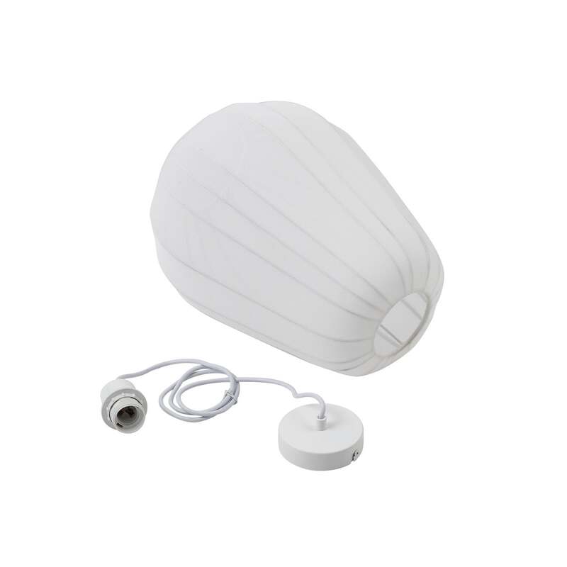 Lindby Hängeleuchte Helin weiß Ø 30 cm dimmbar E27 Stoff 150 cm Abhängung - 4251911793796
