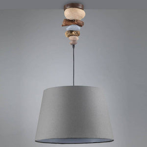 B-Ware Euluna Hängeleuchte Hängeleuchte Leuchte Lampe Vera mit Stoffschirm Stein-Dekor