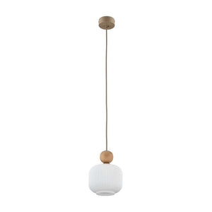 B-Ware Pendelleuchte Ballo Hängelampe LED dimmbar 1-flammig weiß Ø15cm E14 Glas Holz
