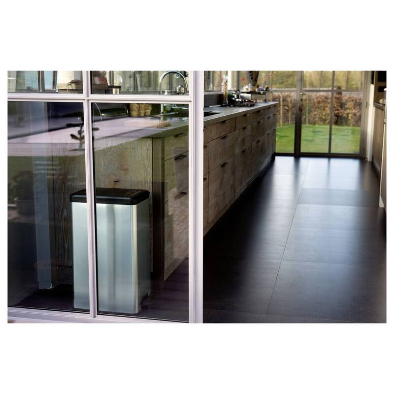 Curver Mülleimer Abfallbehälter 40l Silber Schwarz Pedaleinsatz 250x610x420mm - 3253922340007