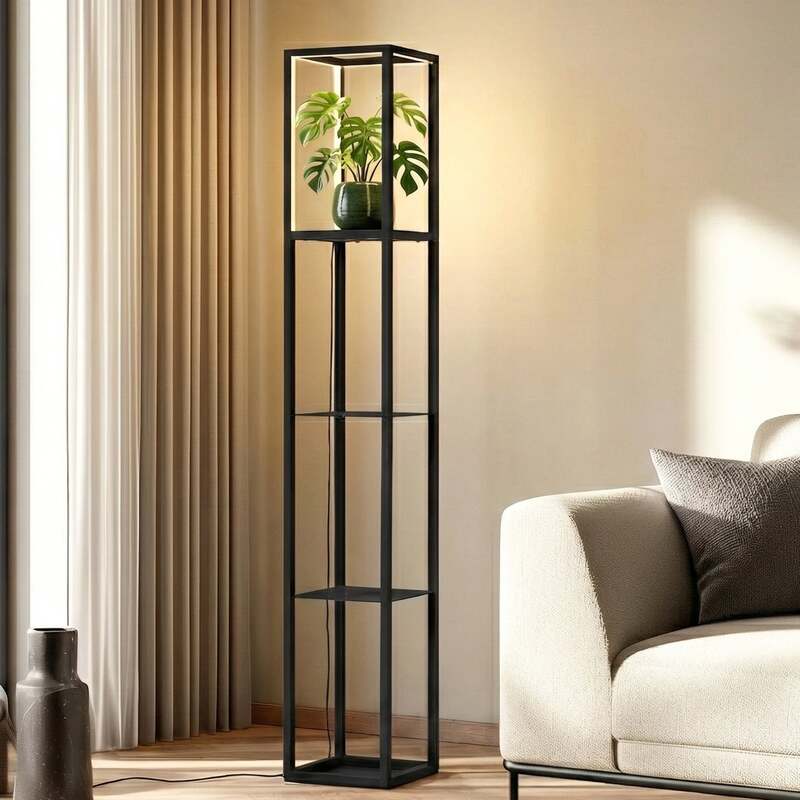 Lindby Stehleuchte Birta LED Lampe dimmbar schwarz 155cm mit USB-Ladeanschluss - 4251911792188