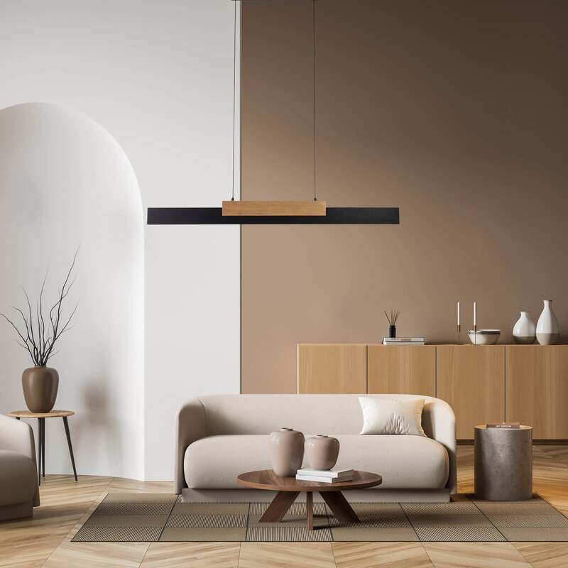 Näve Pendelleuchte Hängeleuchte LED Wiebke schwarz Holz dimmbar Lampe Esszimmer - 4003222894095