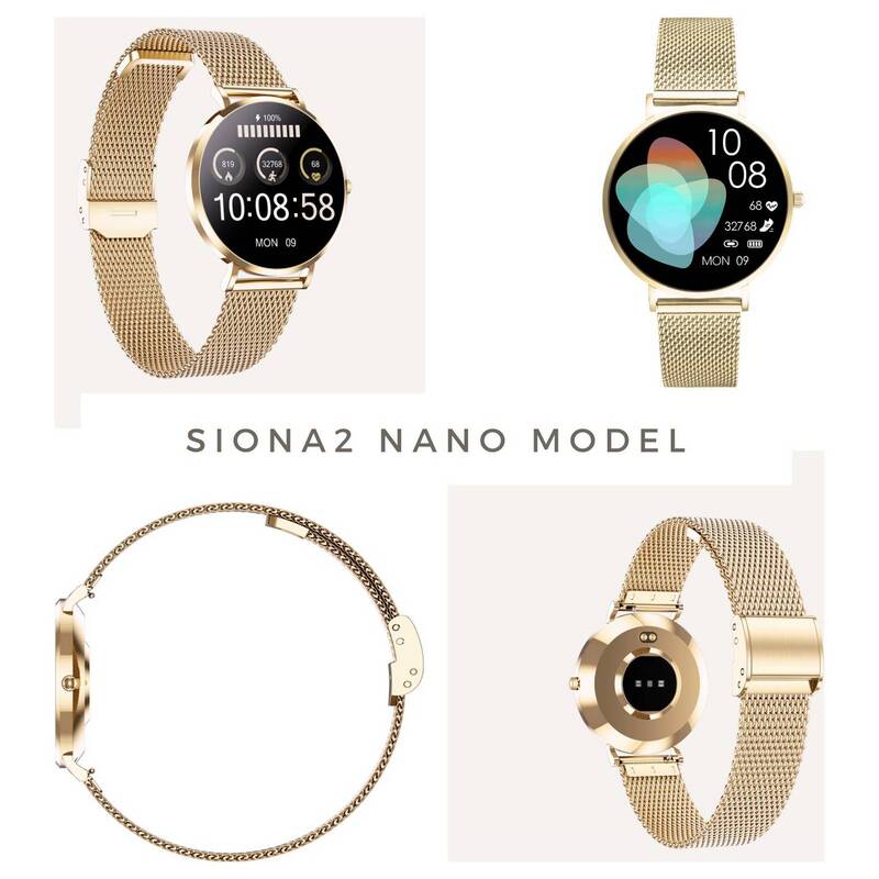 XCOAST Smartwatch SIONA 2 Fitnessuhr Herzfrequenz Roségold Milanaisearmband 38mm - 4260449577921