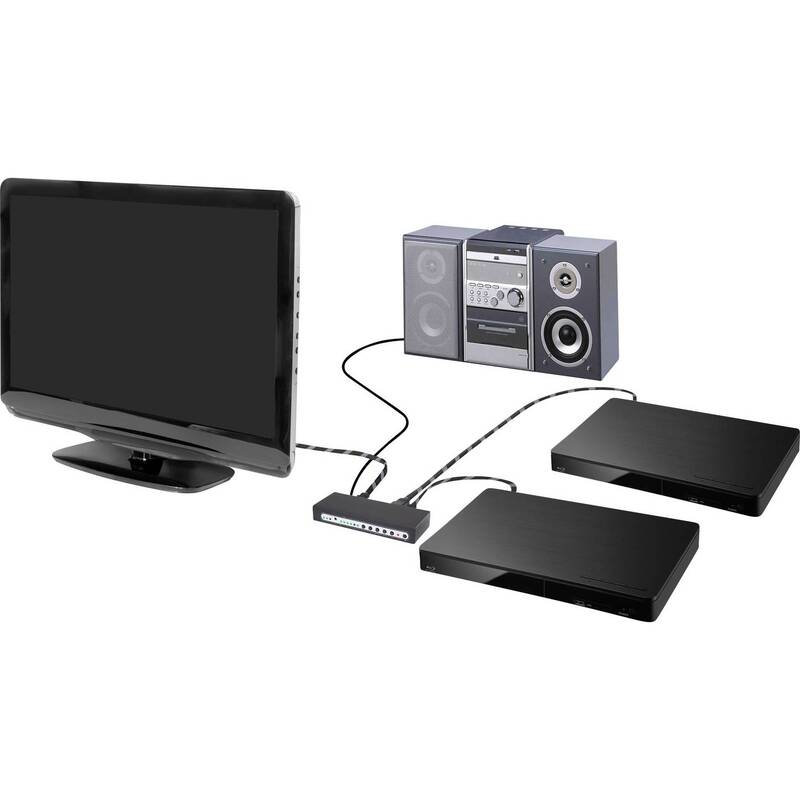 SpeaKa Professional HDMI-Switch 3 Port UHD 4K 60Hz Manuell Schwarz 179x67mm - 4016138982459