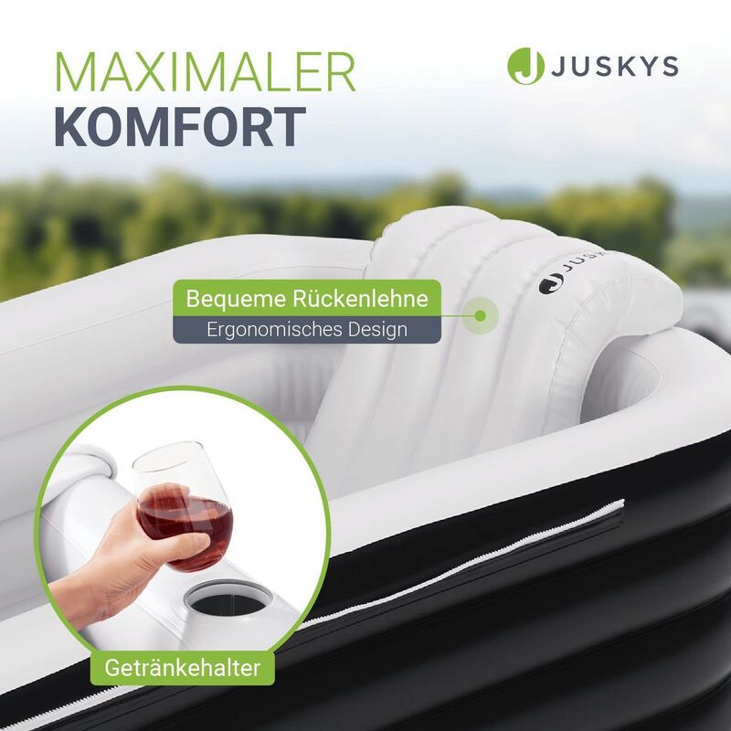 Aufblasbare Badewanne mit Rückenlehne und Luftpumpe für Zuhause und Outdoor 78 - 4262437183329
