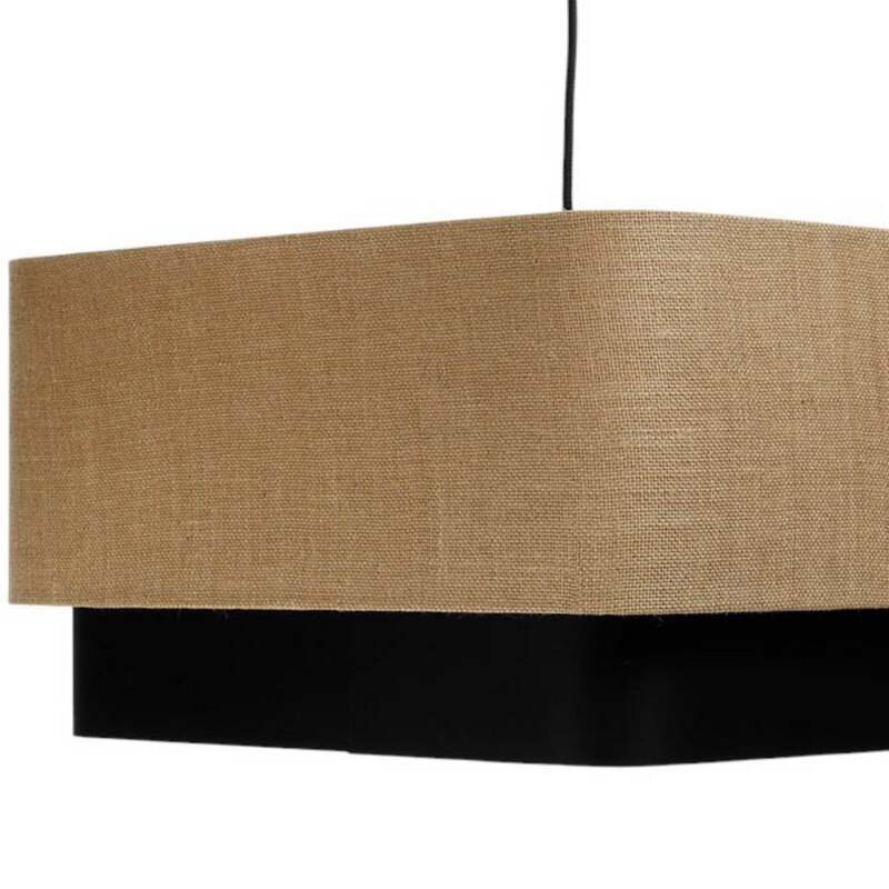 Hängeleuchte Kwadro Duo LED Pendelleuchte dimmbar schwarz beige 50x50cm Jute - 5906742034974