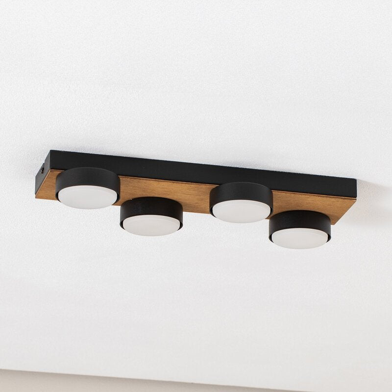 Envostar Deckenleuchte Lampe Holz schwarz Stahl Laurent 4 flammig austauschbar - 4251911782455