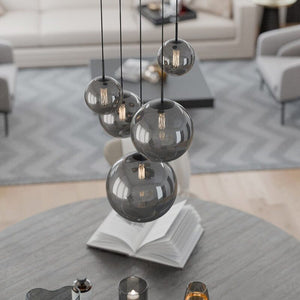 B-Ware Liadomo Pendelleuchte Vetro Cluster Lampe 5-flammig Rauchglas rauchfarben getönt
