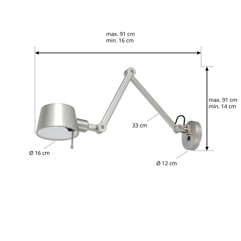 Lucande Wandleuchte Wandlampe Silka Nickel E27 Verstellbar Metall 91 cm Lampe - 4255830904820
