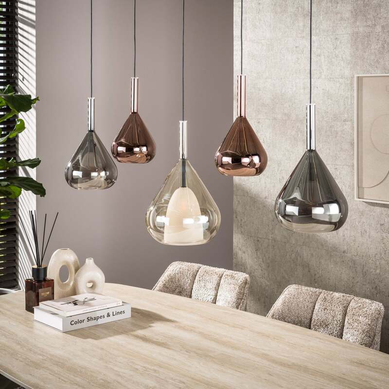 Hängelampe Wings 5-flg dimmbar Pendelleuchte Glas kupfer schwarz braun 120cm - 8713244077166