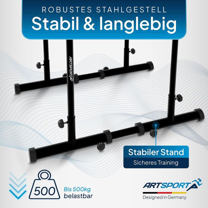 Dip Station Dip Barren aus Stahl verstellbare Stangen rutschfeste Griffe 500kg - 4262437183268