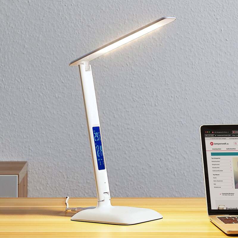 Lindby Ludmilla LED-Tischlampe Display Schreibtischlampe Bürotischleuchte weiß - 4251096559361