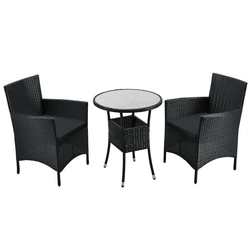 Polyrattan Balkon Set Bayamo 2 Personen Sitzgarnitur wetterfest schwarz - 4260565523918