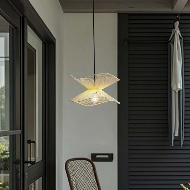 Lindby Außenpendelleuchte Hängelampe Valdorin beige Baumwolle IP44 - 4251911797992