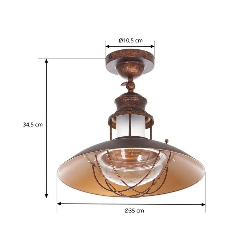 Lindby Deckenleuchte Deckenlampe Louisanne LED rustbraun Ø35cm Leuchte - 4251096527216
