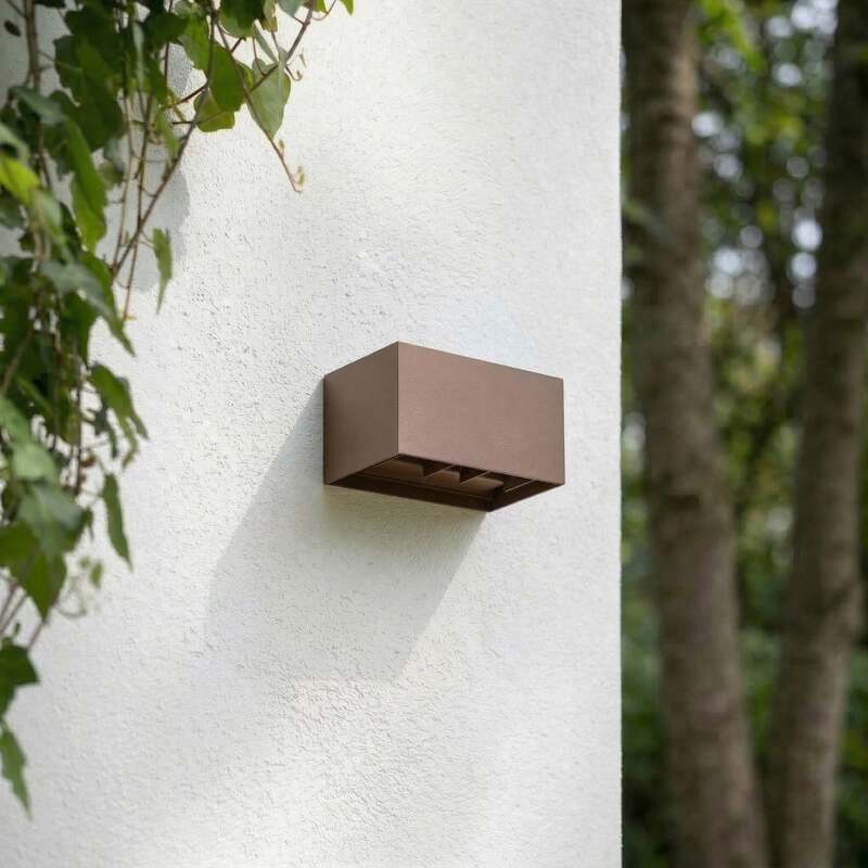 Lindby Außenwandleuchte Nivar LED Gartenleuchte Wandleuchte rostbraun 20cm IP54 - 4255830909856