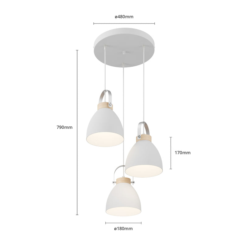 Euluna Pendelleuchte Bergen Pendelleuchte Lampen Leuchten dreiflammig E27 r770 - 5907687431811