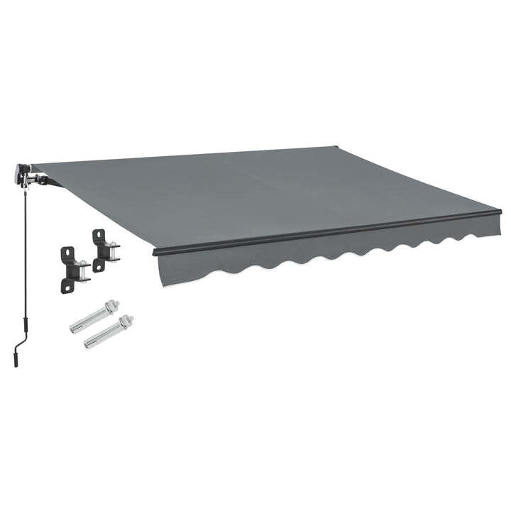 Gelenkarmmarkise 350x300cm grau Handkurbel Sonnenschutz für Terrasse Balkon - 4260565527077