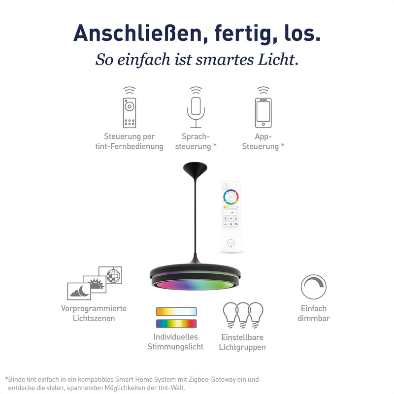 Müller Licht tint Hängeleuchte Kea LED Pendelleuchte dimmbar schwarz 42cm Ø - 4018412681928