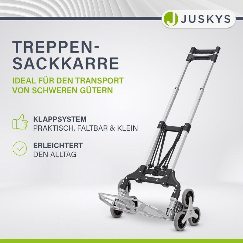 Klappbare Treppensackkarre Alu Sackkarre bis 80kg höhenverstellbar Wagen - 4262437182438