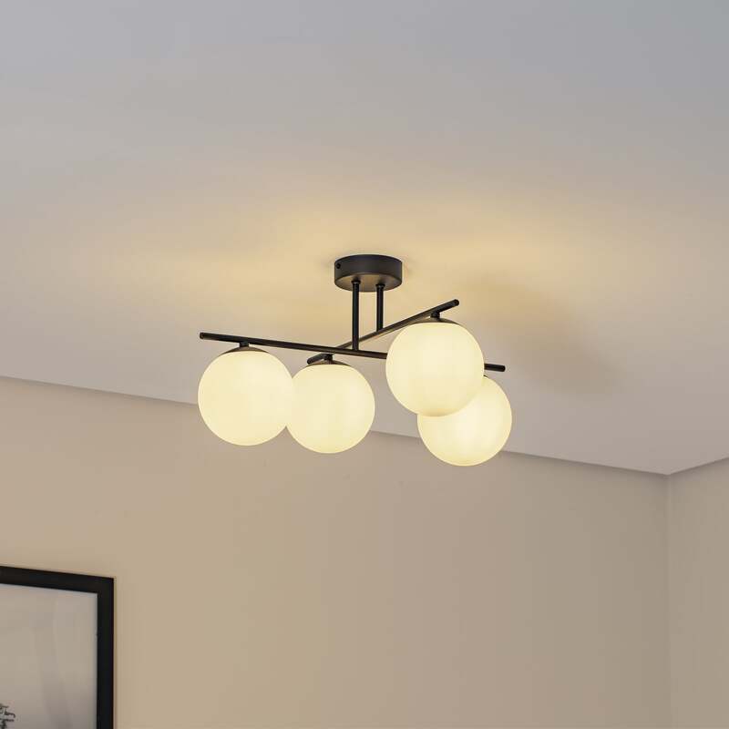 Aurora Deckenleuchte Lampe schwarz Glas Ø 50 cm 4 flammig E14 SIEHE TEXT/FOTO327 - 5905563001387