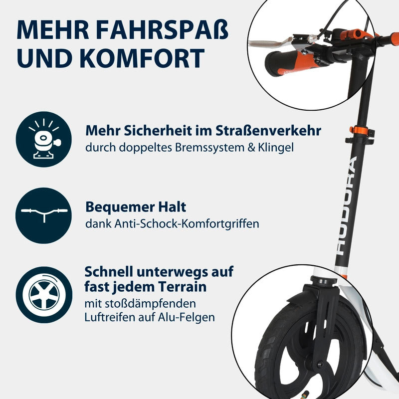 HUDORA Big Wheel Air 230 Scooter orange höhenverstellbar faltbar 120 kg max. - 4005998140536