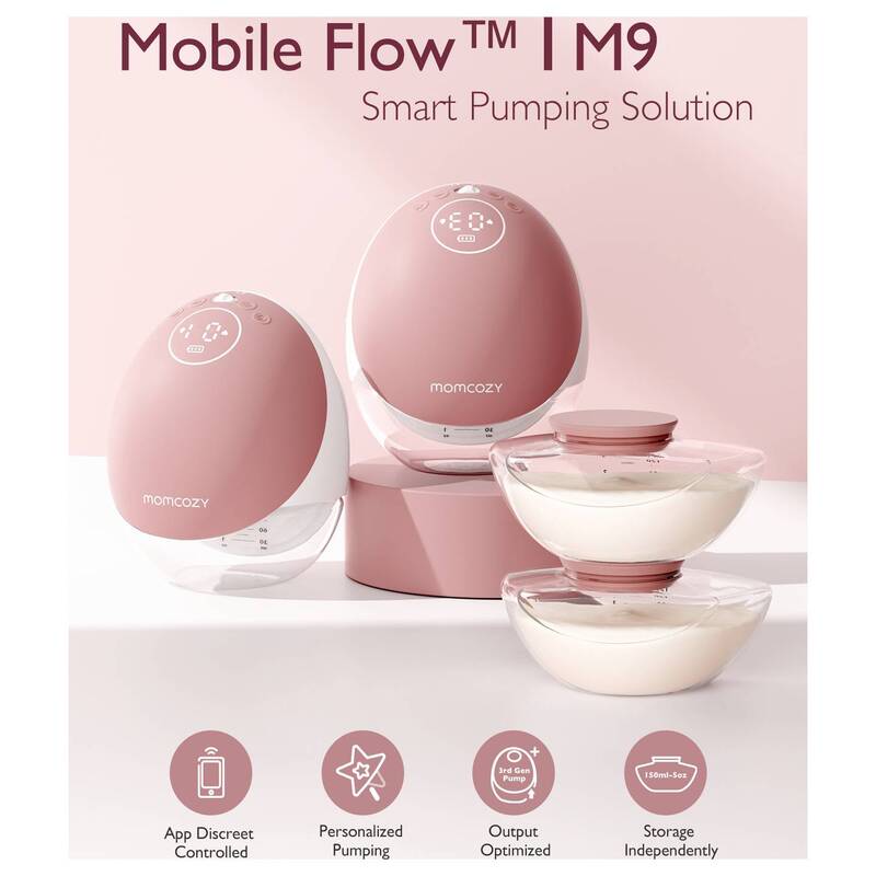 Momcozy Milchpumpe Mobile Flow M9 Akkupumpe 2 Stück Hautfreundlich Weiß Pink - 0762765367858