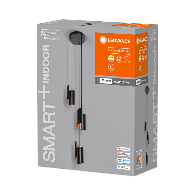 LEDVANCE SMART+ Pendelleuchte Hängeleuchte Twist schwarz dimmbar Lampe 80W 78cm - 4058075757400