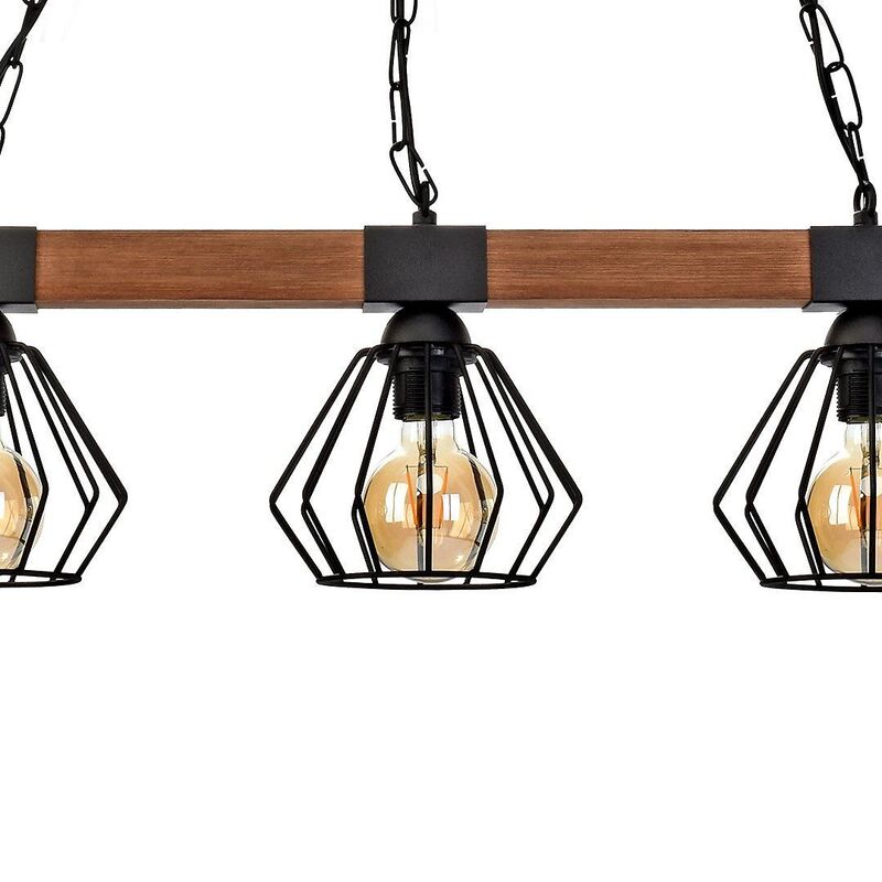 Milagro Hängeleuchte Ulf Holzbalken 3-flammig LED Pendelleuchte Lampe schwarz - 5902693761938
