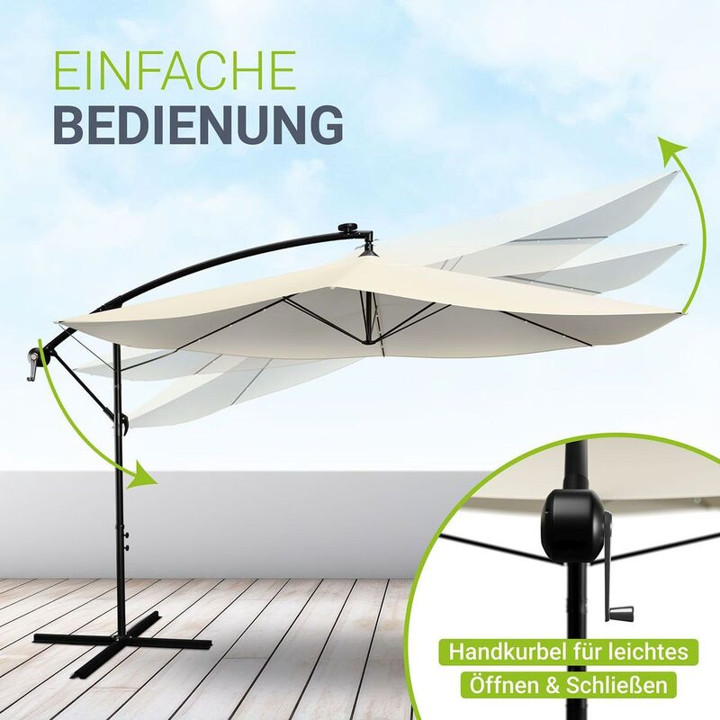 LED Ampelschirm Garten Brazil Sonnenschirm mit Kurbel und LED-Beleuchtung - 4260565520283