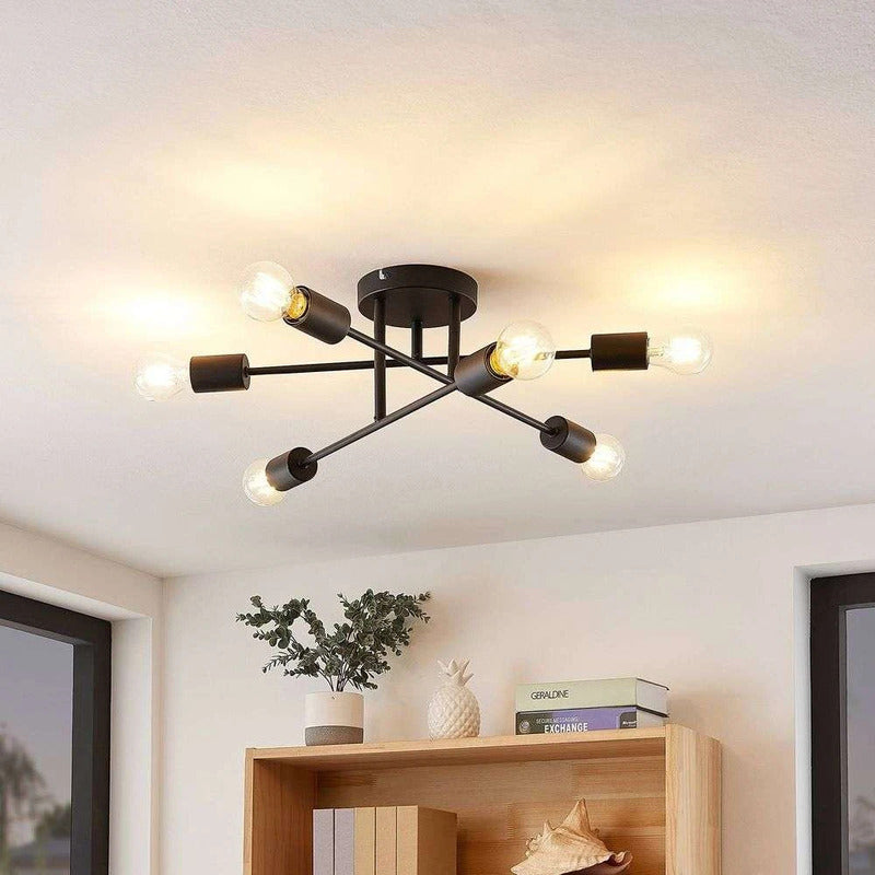 Lindby Estar Deckenleuchte Lampe Leuchte sechsflammig schwarz Metall E27 230V - 4251096583557