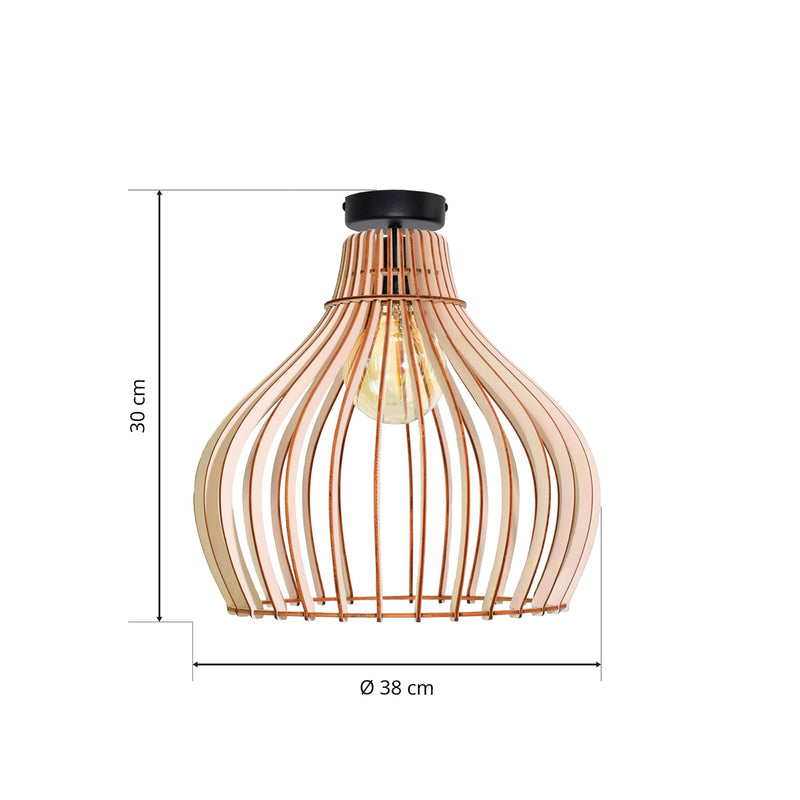 Euluna Deckenleuchte Barrel LED Lampe Holz schwarz dimmbar rustikal Ø38cm - 5907623620590