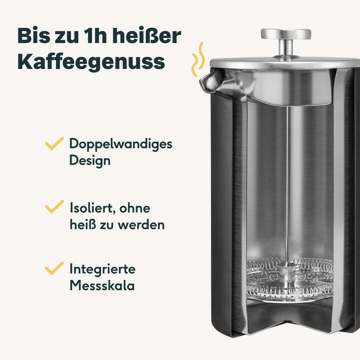 SILBERTHAL French Press Kaffeebereiter Kanne Edelstahl Schwarz Kaffeebereiter - 4260470462128