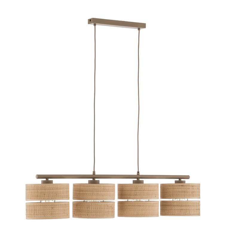 Hängeleuchte Calma 4-flammig LED Pendelleuchte dimmbar beige 95cm aus Bast Licht - 5906135116034