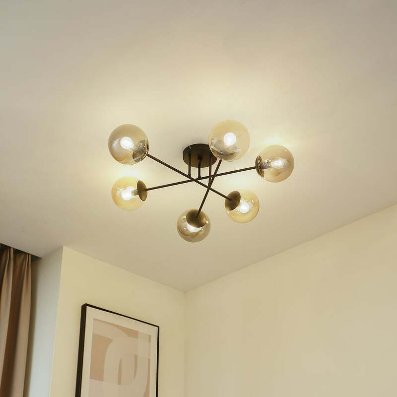 Lindby Deckenleuchte Lampe Isamer Kugel rauchgrau amber Glas Wohnzimmer - 4251911797732
