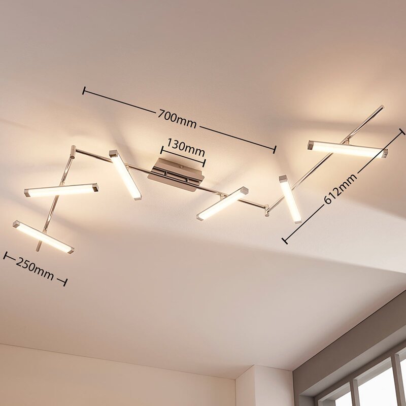 Lindby Deckenleuchte Deckenlampe LED Pilou dimmbar chrom sechsflammig modern - 4251096546897