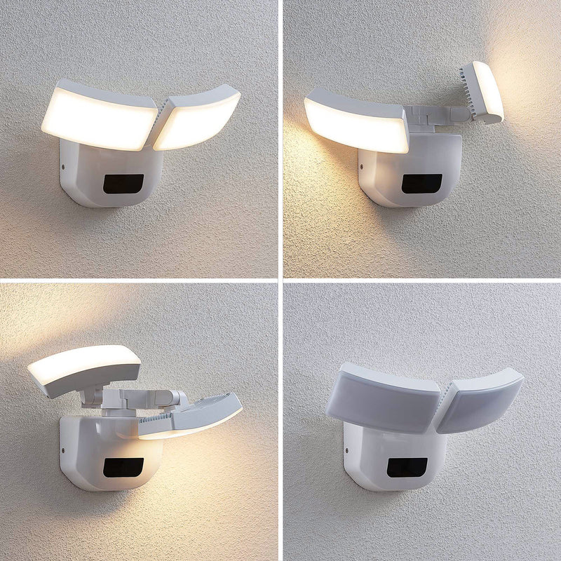 Lindby Außenwandleuchte Nikias LED Gartenlampe mit Bewegungsmelder weiß 30cm - 4251096561487