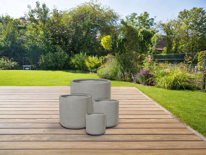 Pflanzgefäß Bargemon Pflanzkübel grau frostbeständig für Garten Ø52cm x 50,5cm - 4007876548434