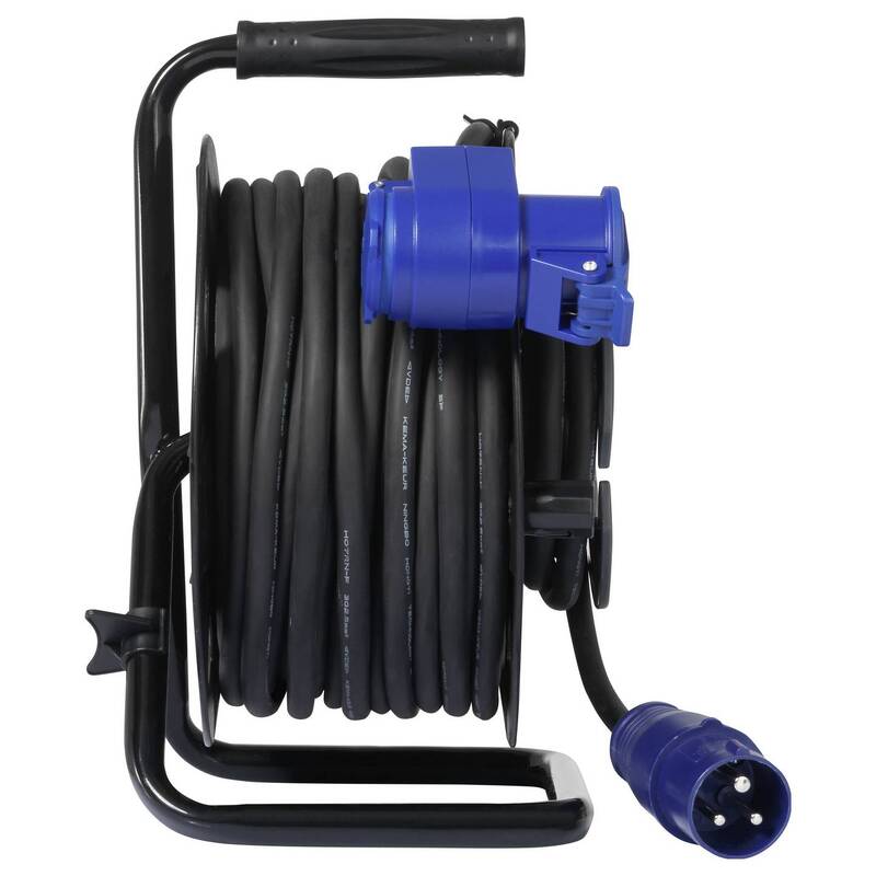 Sygonix Kabeltrommel 25m CEE-Cara-Stecker 2 Steckdosen IP44 Schwarz 3000W - 4064161393094