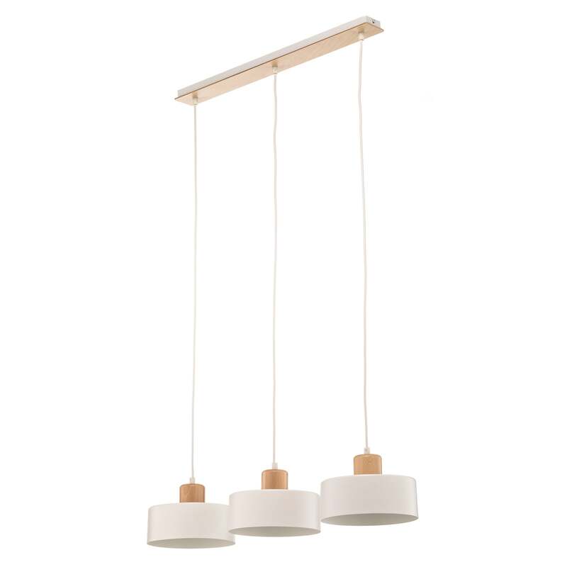 Pendelleuchte Tako Hängelampe LED dimmbar 3-flammig weiß Holz Stahl 80cm - 5901738919877